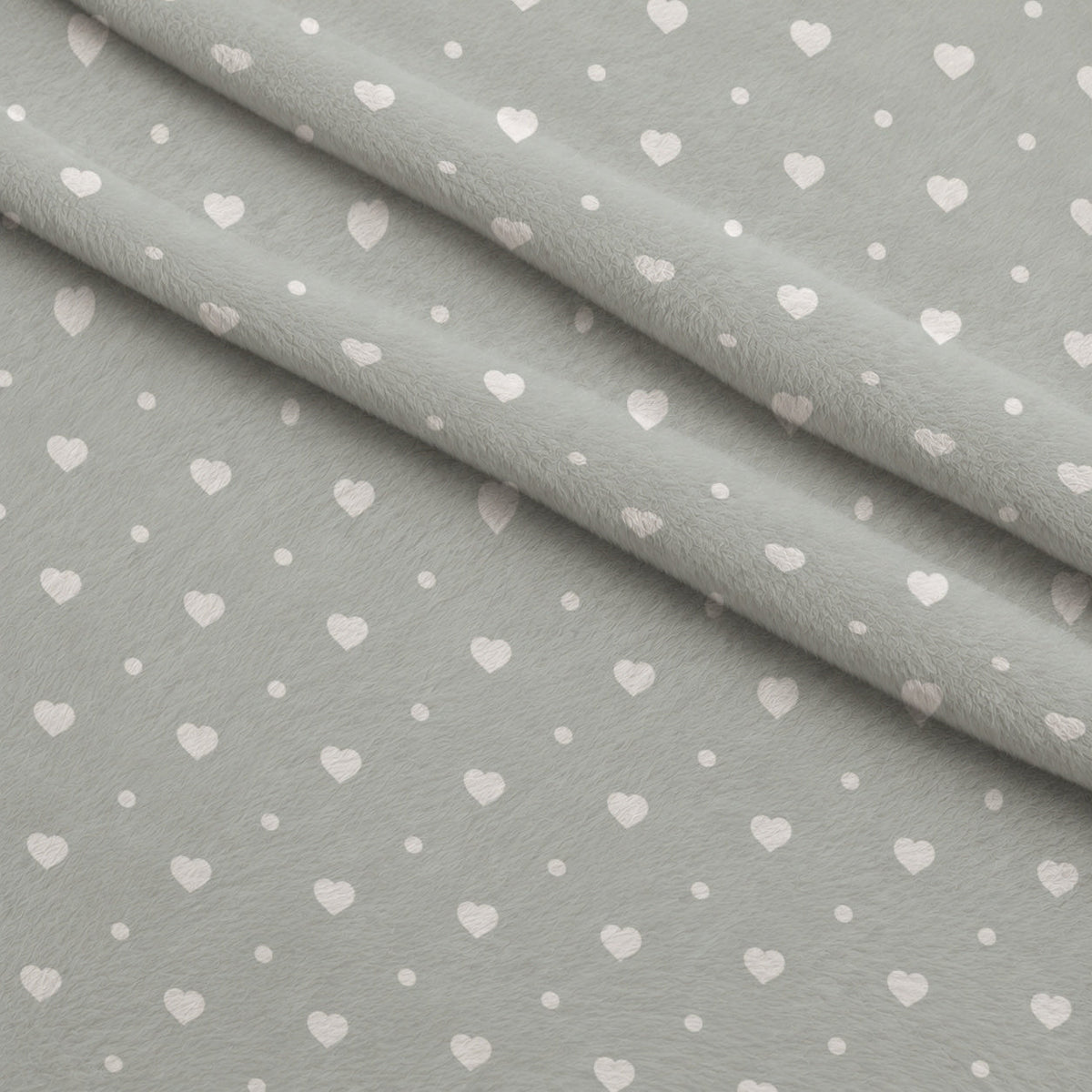 Dusty Blue Hearts Pattern 3 Minky Fabric
