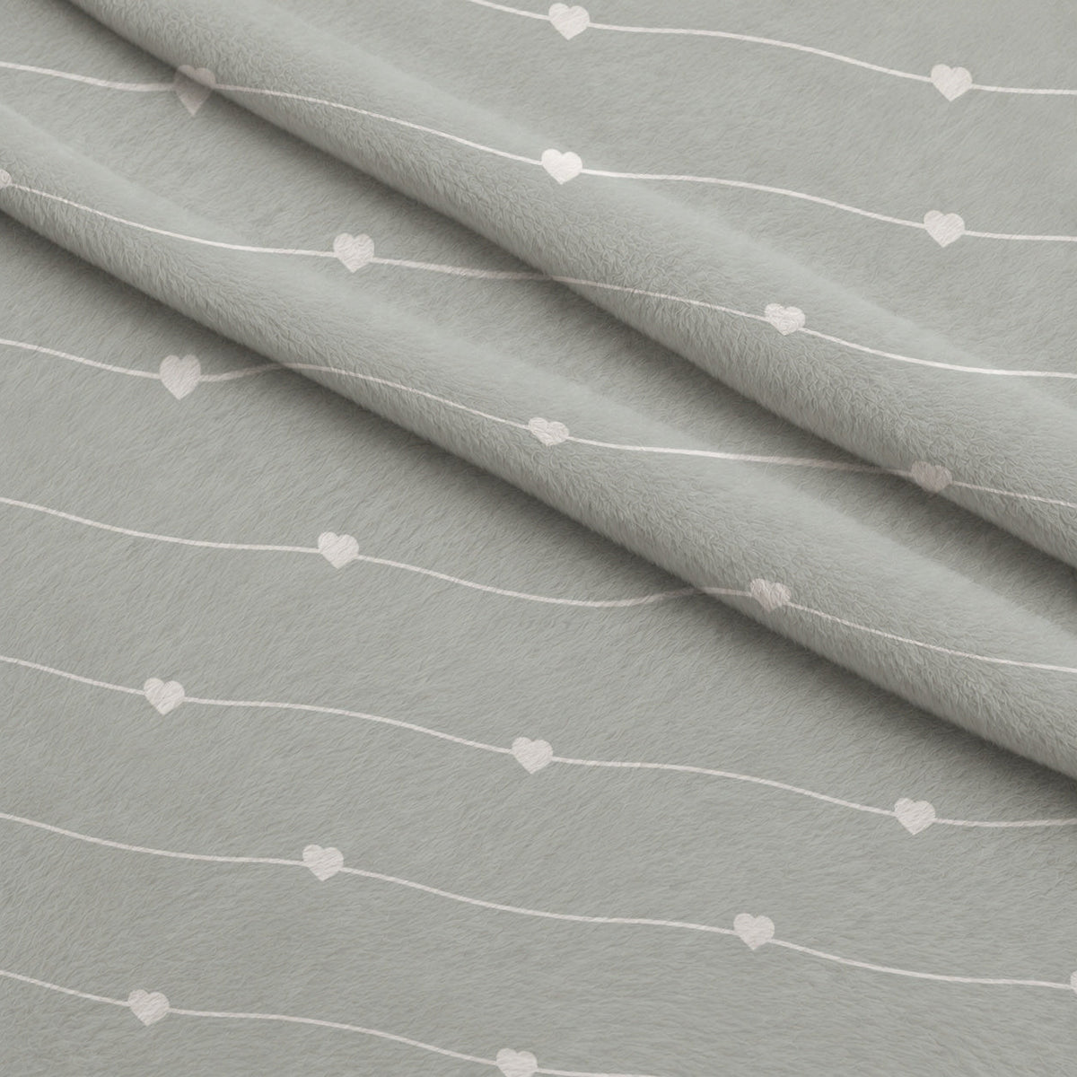 Dusty Blue Hearts Pattern 4 Minky Fabric