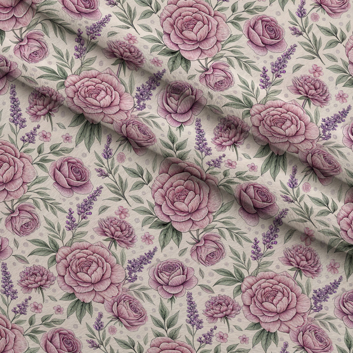 Dusty Rose Garden Pattern 13 Minky Fabric