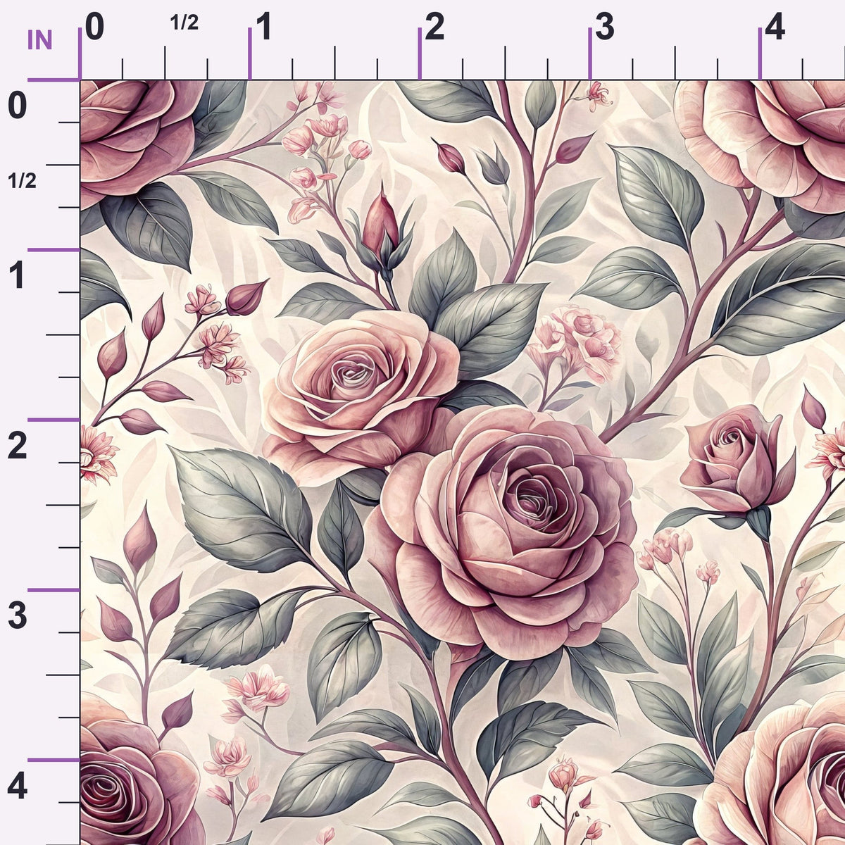 Dusty Rose Garden Pattern 4 Minky Fabric