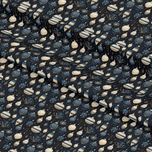 Navy and Cream Christmas Pattern 10 Quilting Cotton Fabric