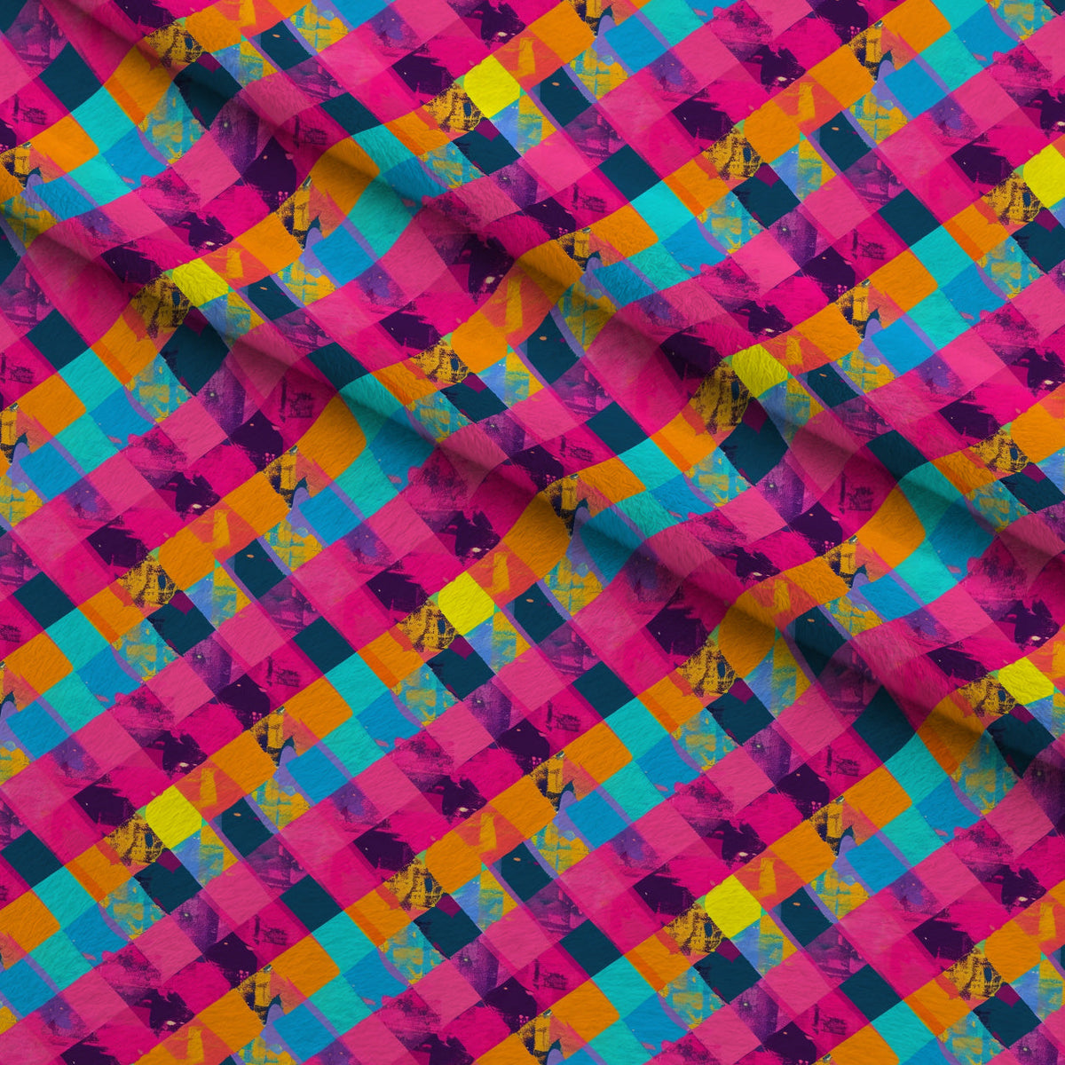 Electric Plaid Pattern 14 Minky Fabric