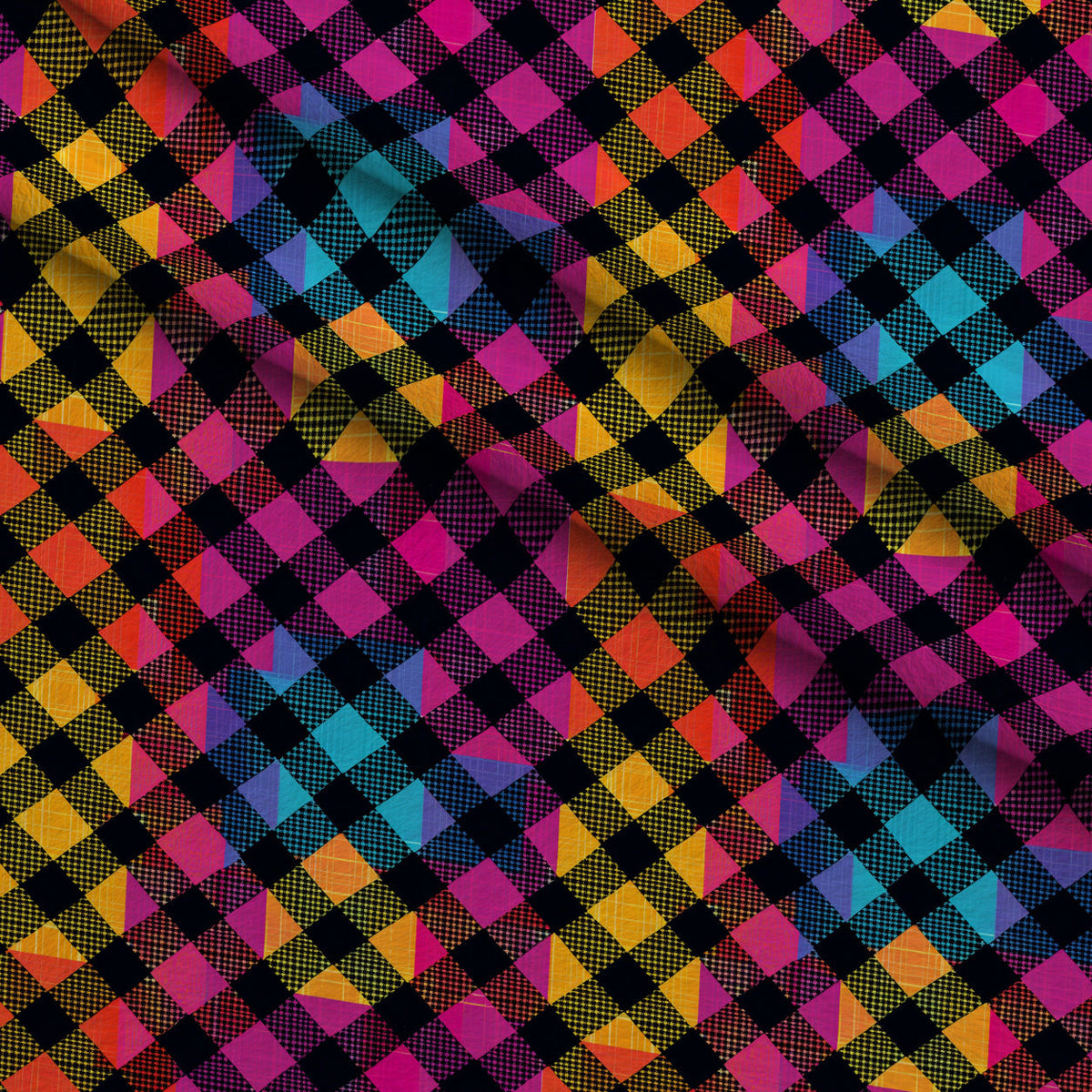 Electric Plaid Pattern 18 Minky Fabric