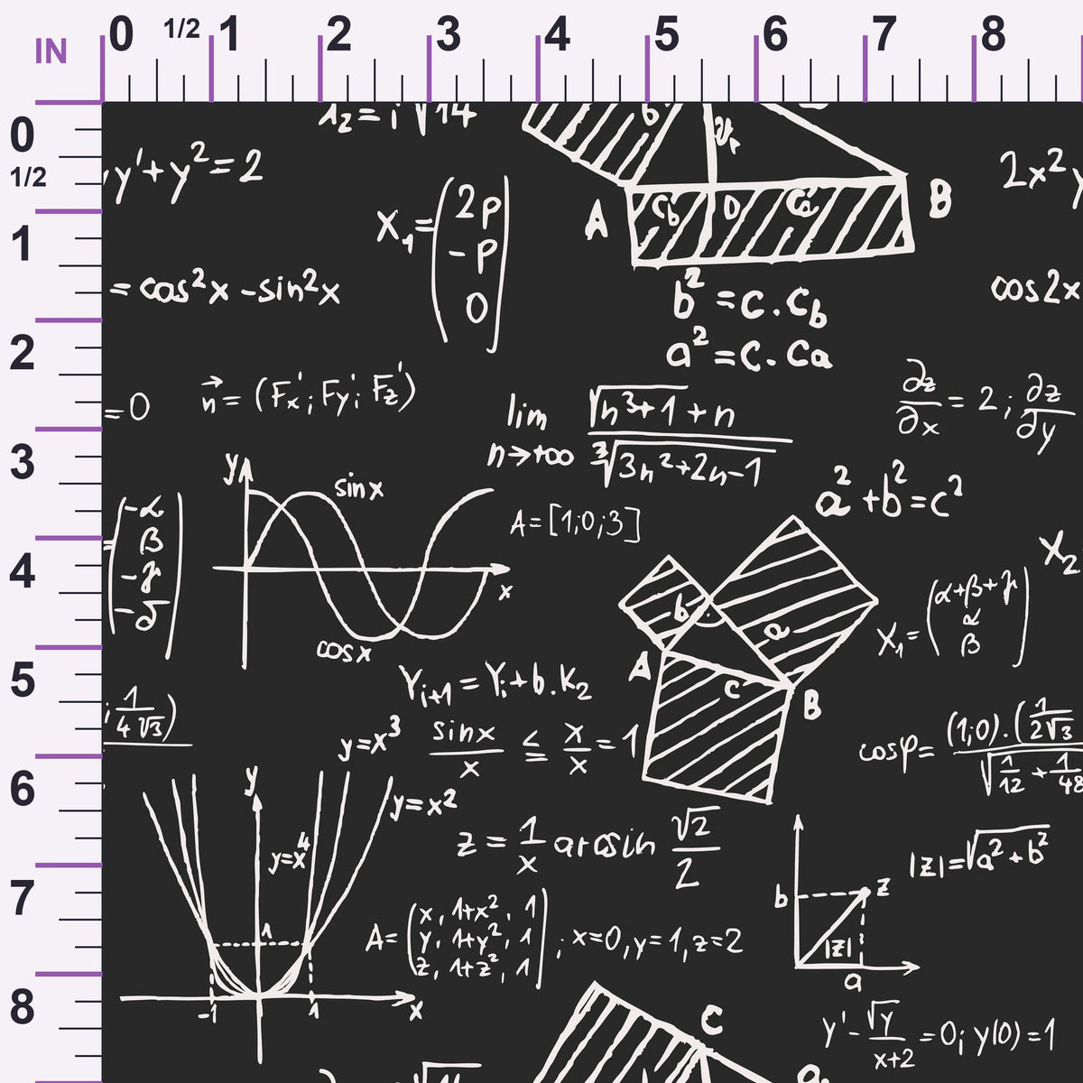 Equation Scribbles Pattern 1 Minky Fabric