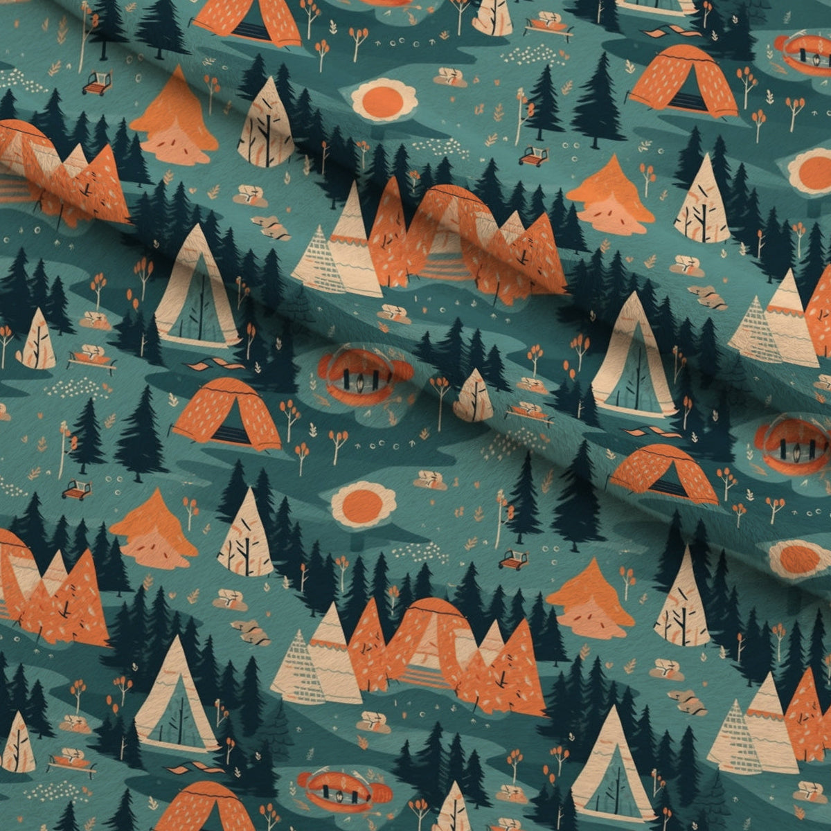 Evergreen Campfire Nights Pattern 5 Minky Fabric