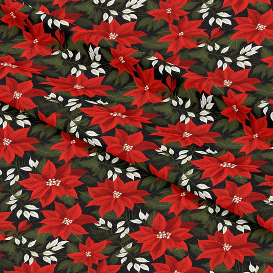 Poinsettia Blooms Pattern 3 Quilting Cotton Fabric