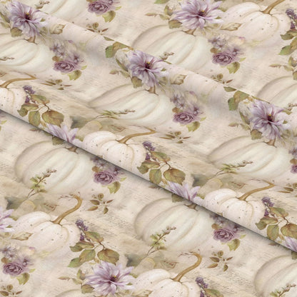White Fall Pumpkins Pattern 5 Quilting Cotton Fabric