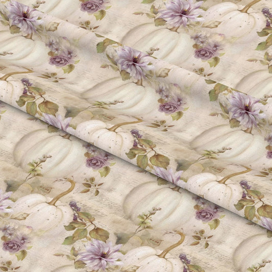White Fall Pumpkins Pattern 5 Quilting Cotton Fabric