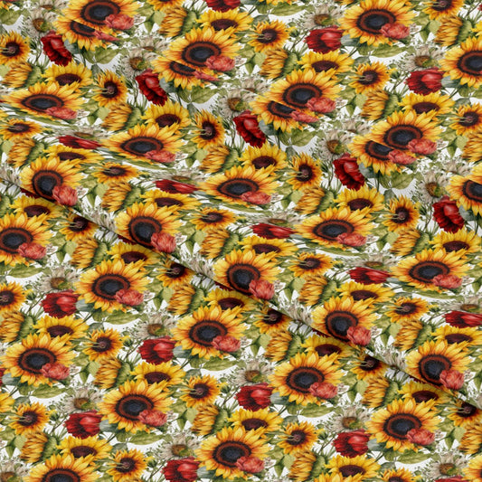 Sunflower and Butterfly Pattern 25 Quilting Cotton Fabric