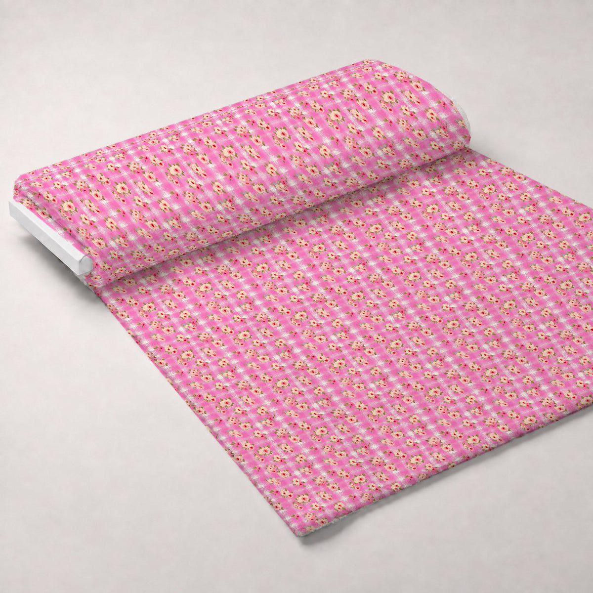 Faded Gingham Blooms Pattern 1 Minky Fabric