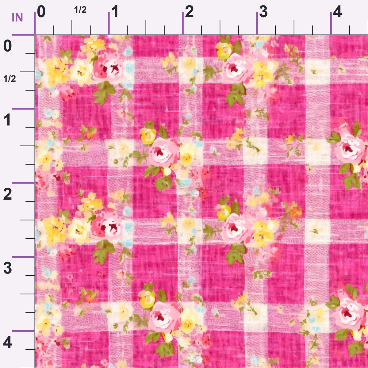 Faded Gingham Blooms Pattern 12 Minky Fabric