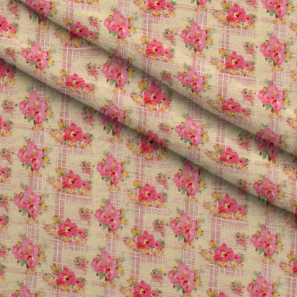 Faded Gingham Blooms Pattern 16 Minky Fabric