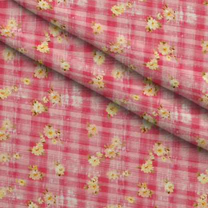 Faded Gingham Blooms Pattern 19 Minky Fabric