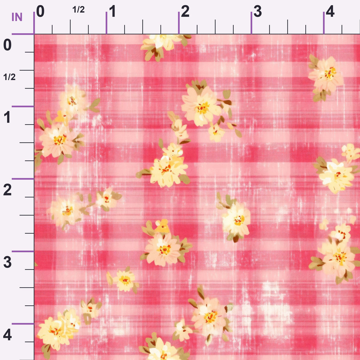 Faded Gingham Blooms Pattern 19 Minky Fabric