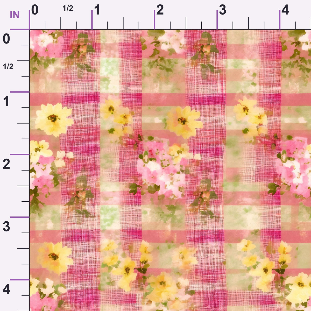 Faded Gingham Blooms Pattern 7 Minky Fabric