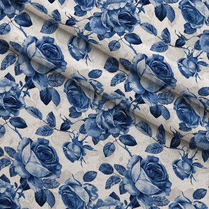 Faded Indigo Roses Pattern 11 Minky Fabric