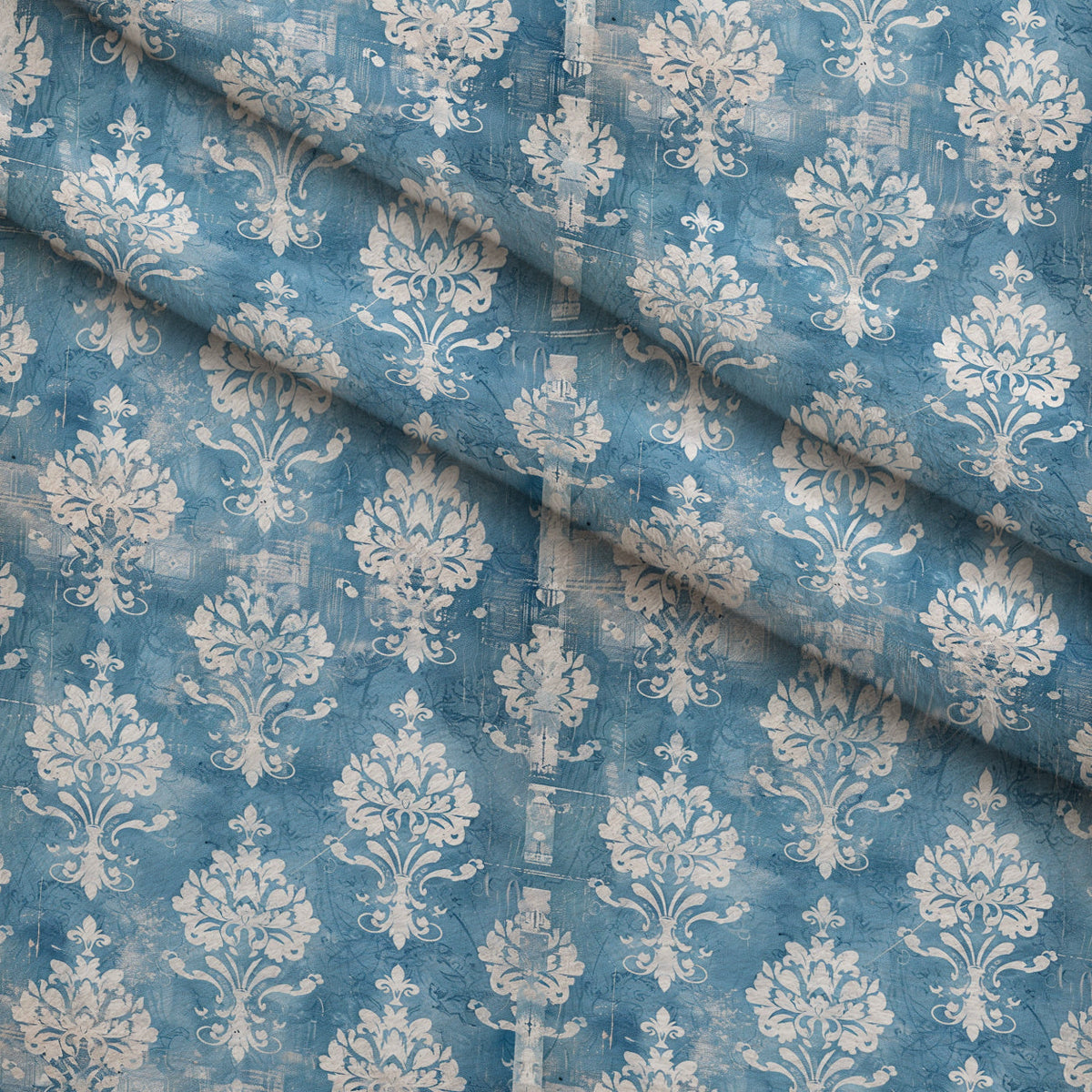 Faded Indigo Roses Pattern 16 Minky Fabric