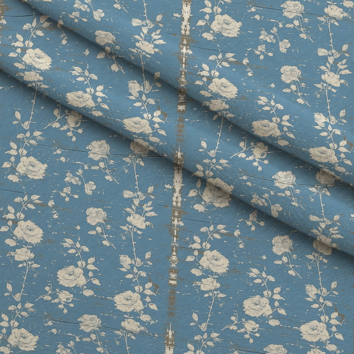 Faded Indigo Roses Pattern 18 Minky Fabric