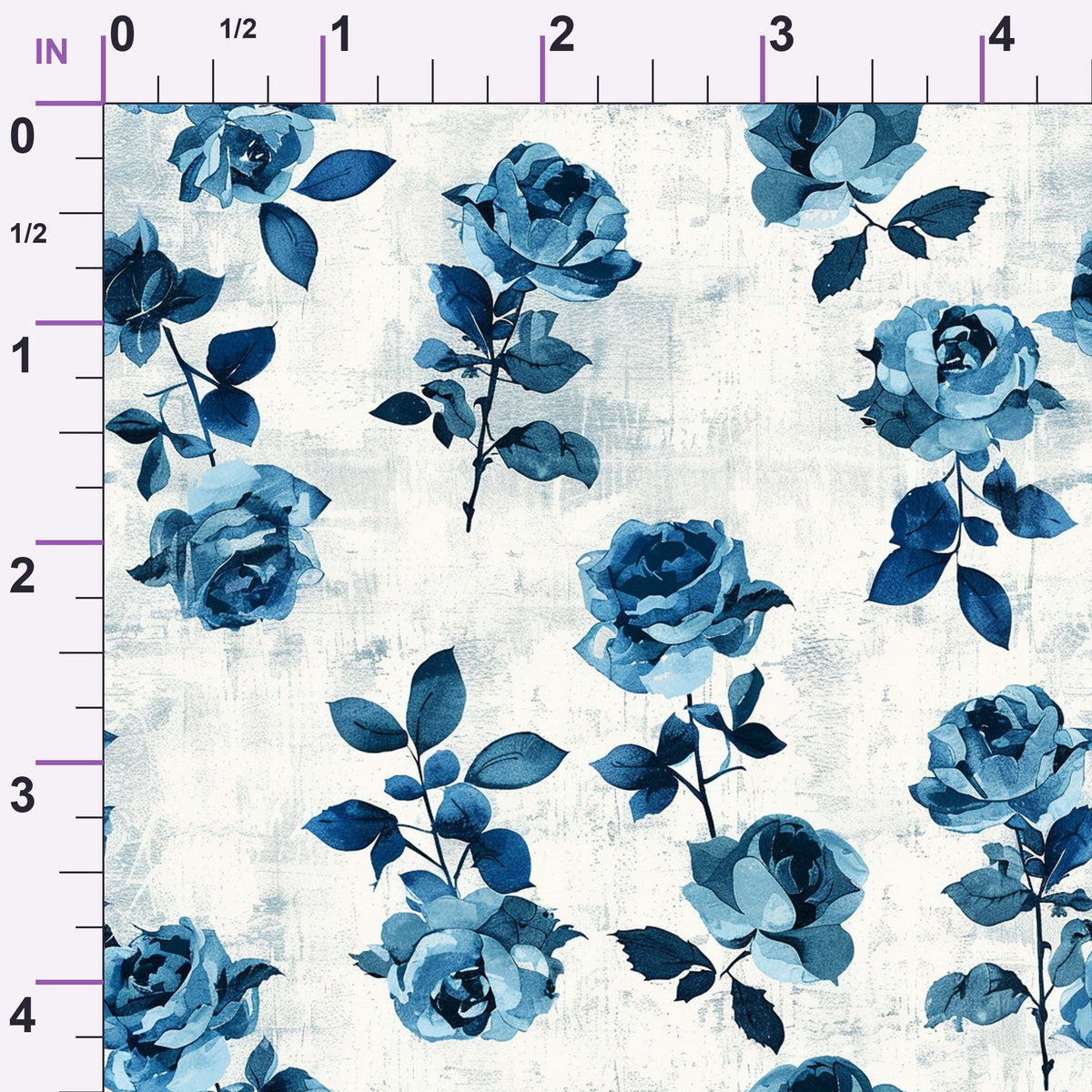 Faded Indigo Roses Pattern 2 Minky Fabric