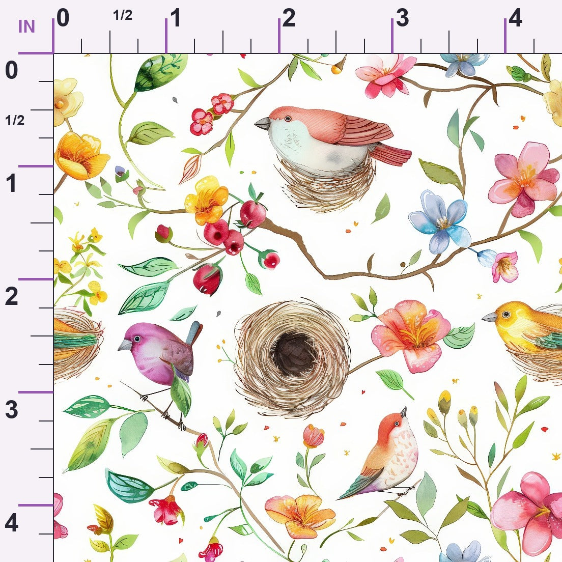 Feathered Blooms Pattern 1 Minky Fabric