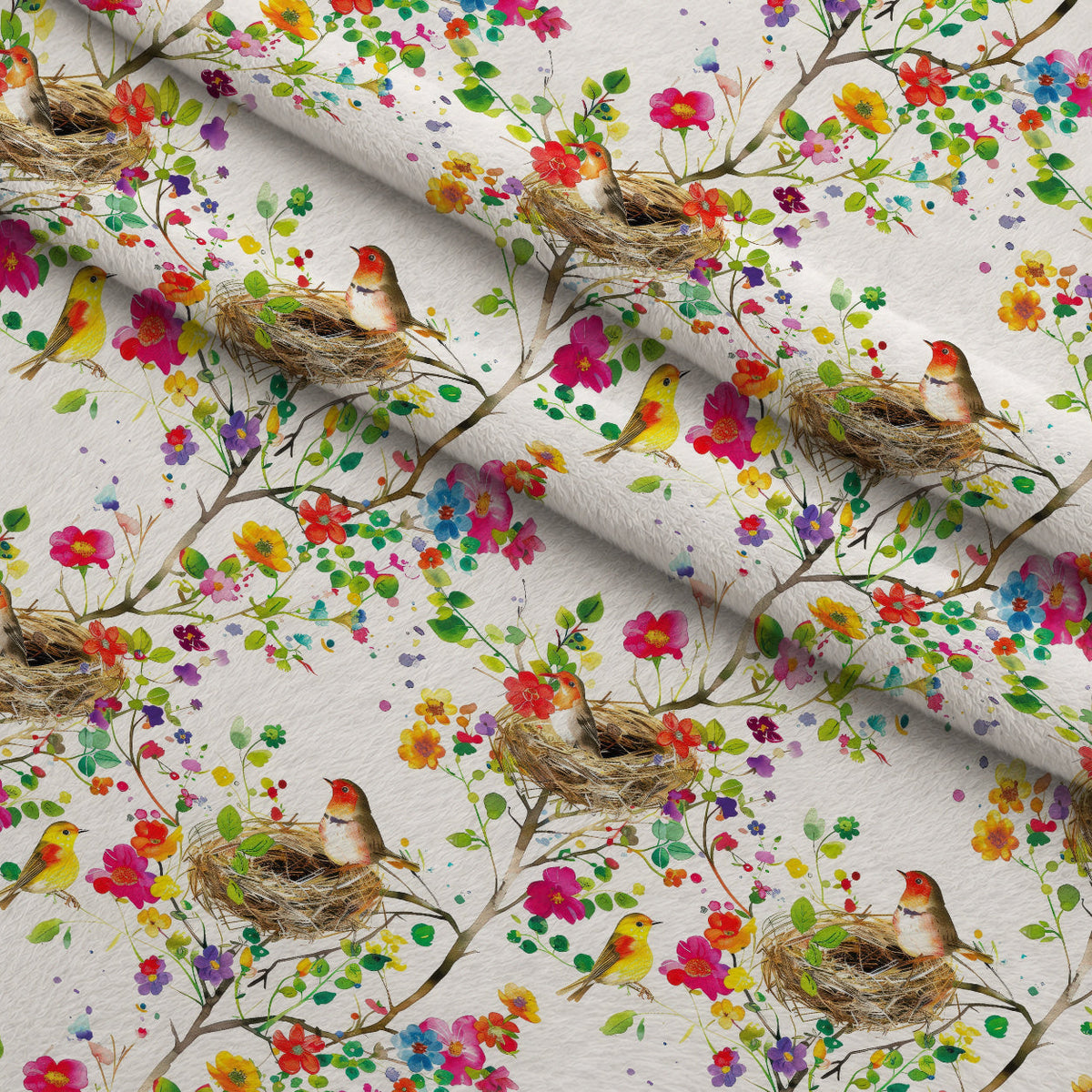 Feathered Blooms Pattern 2 Minky Fabric