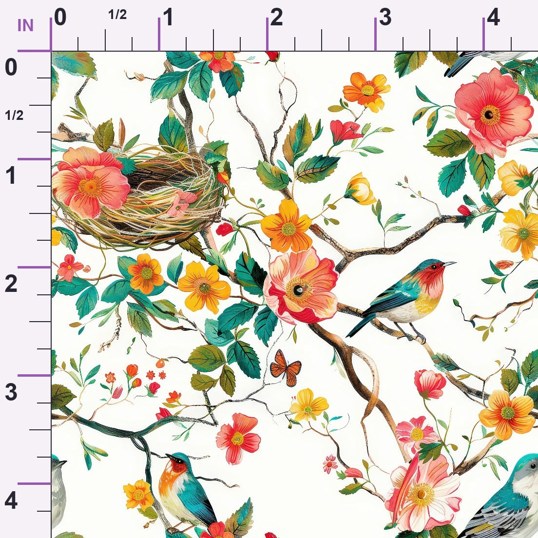 Feathered Blooms Pattern 3 Minky Fabric