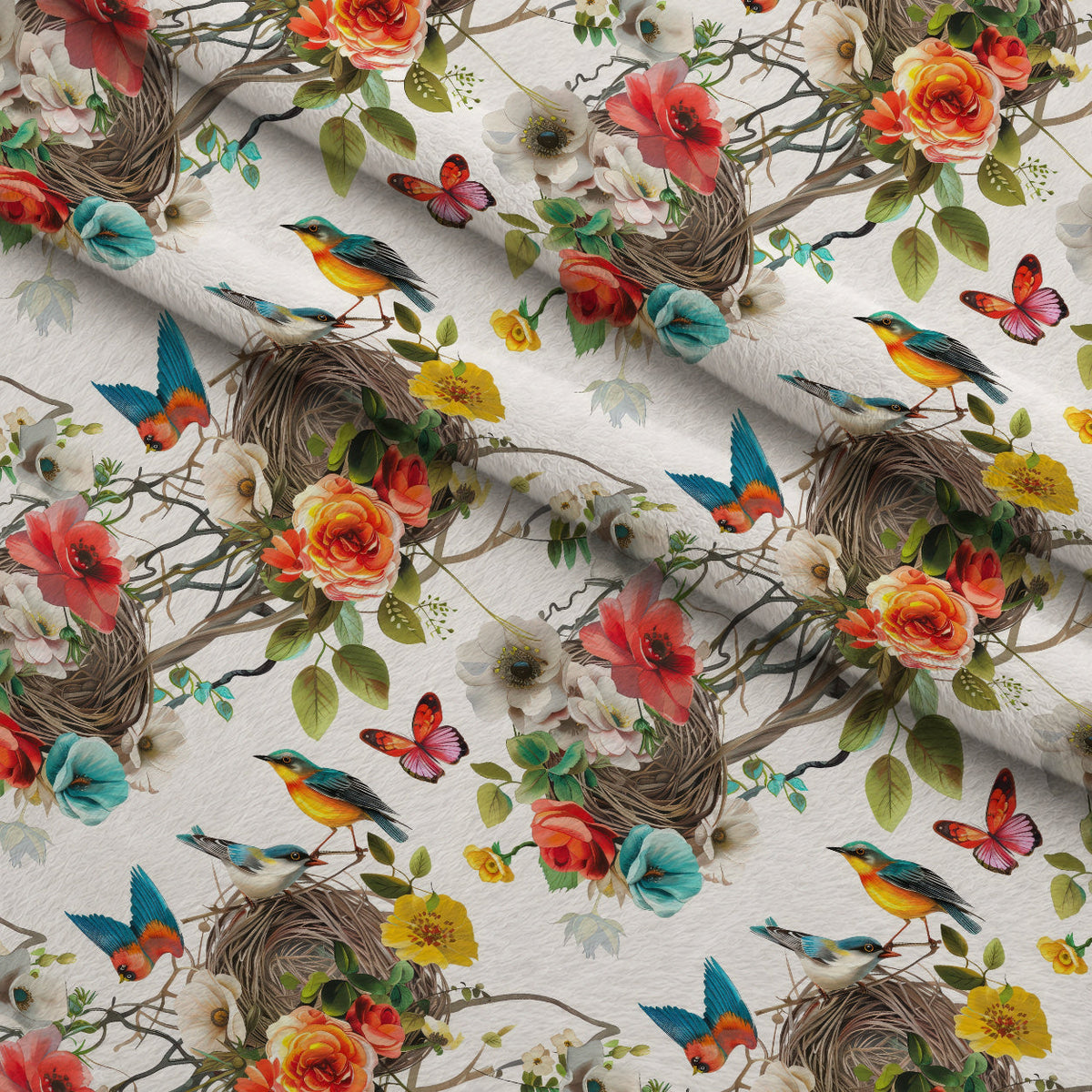 Feathered Blooms Pattern 4 Minky Fabric