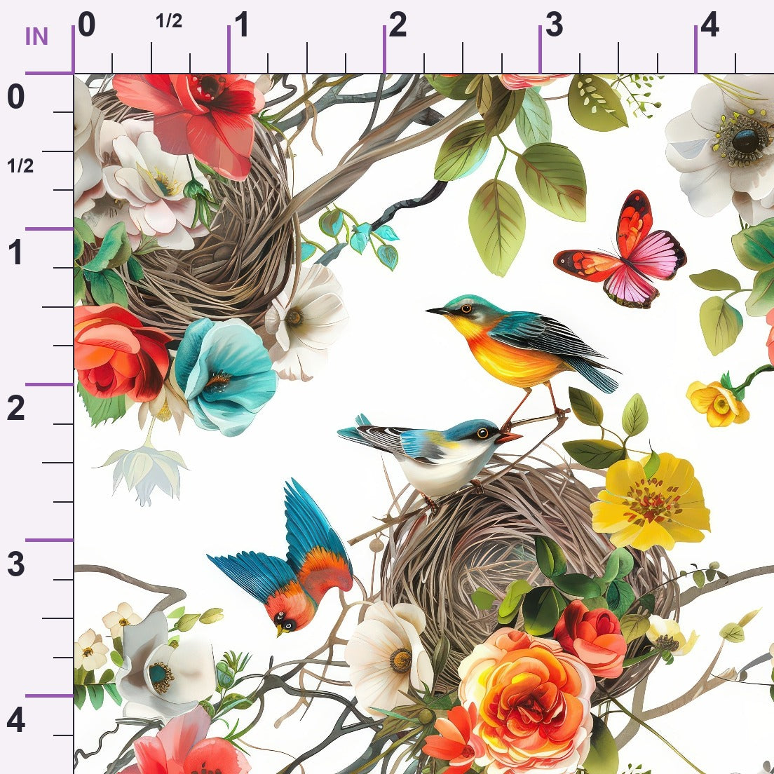 Feathered Blooms Pattern 4 Minky Fabric