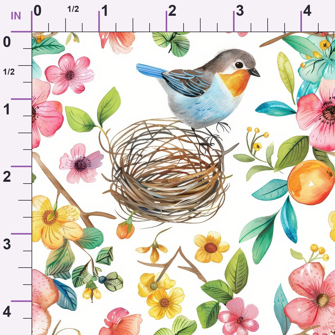 Feathered Blooms Pattern 5 Minky Fabric