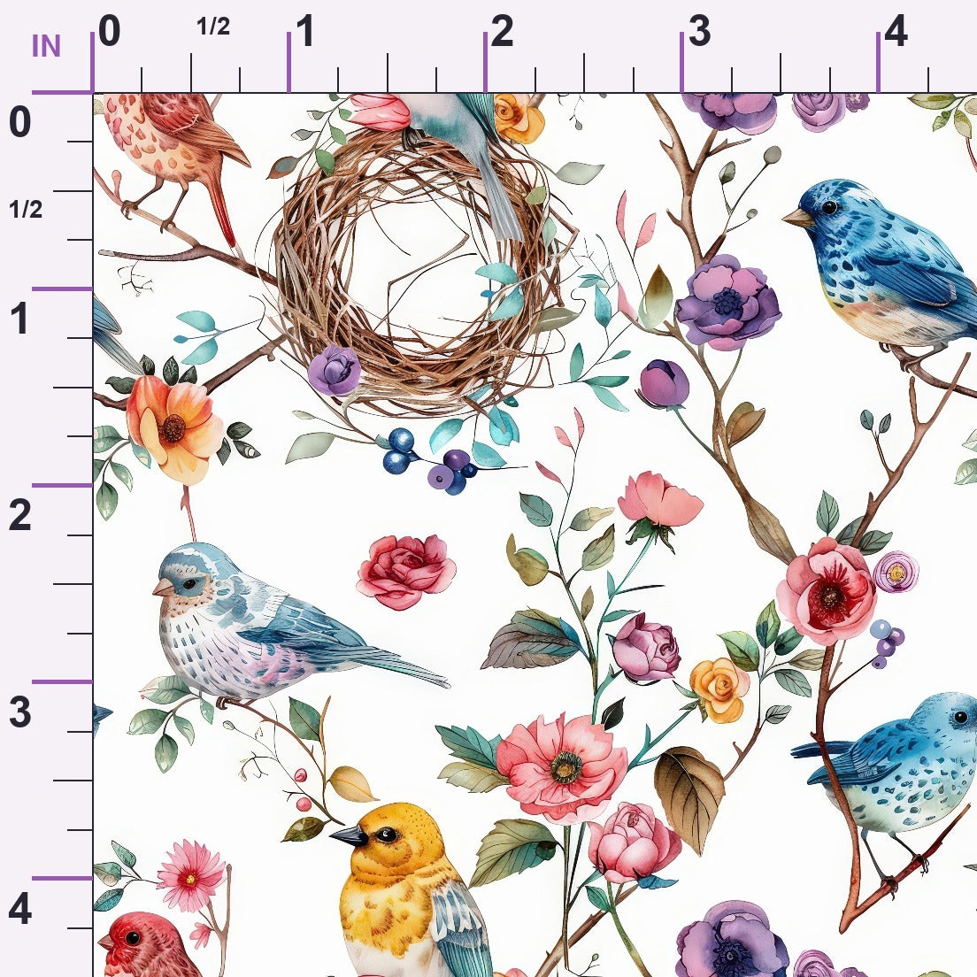 Feathered Blooms Pattern 6 Minky Fabric