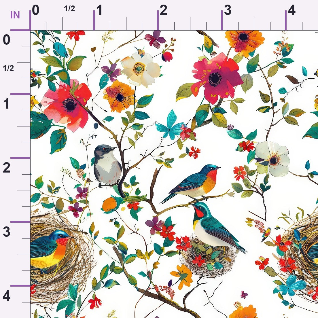 Feathered Blooms Pattern 7 Minky Fabric