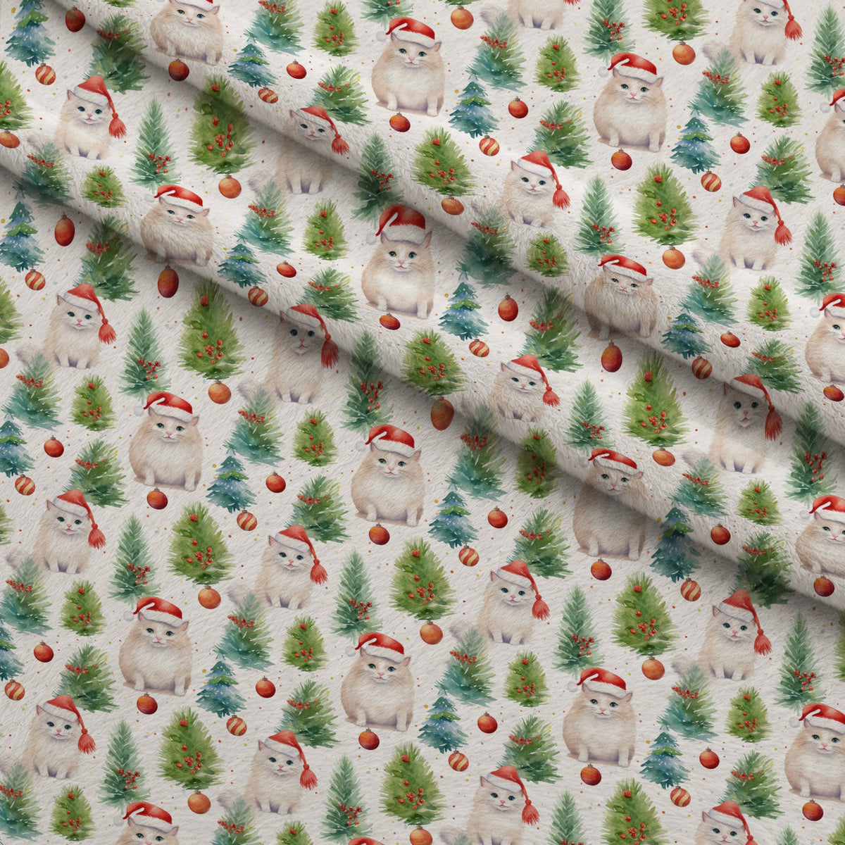 Festive Felines Pattern 1 Minky Fabric