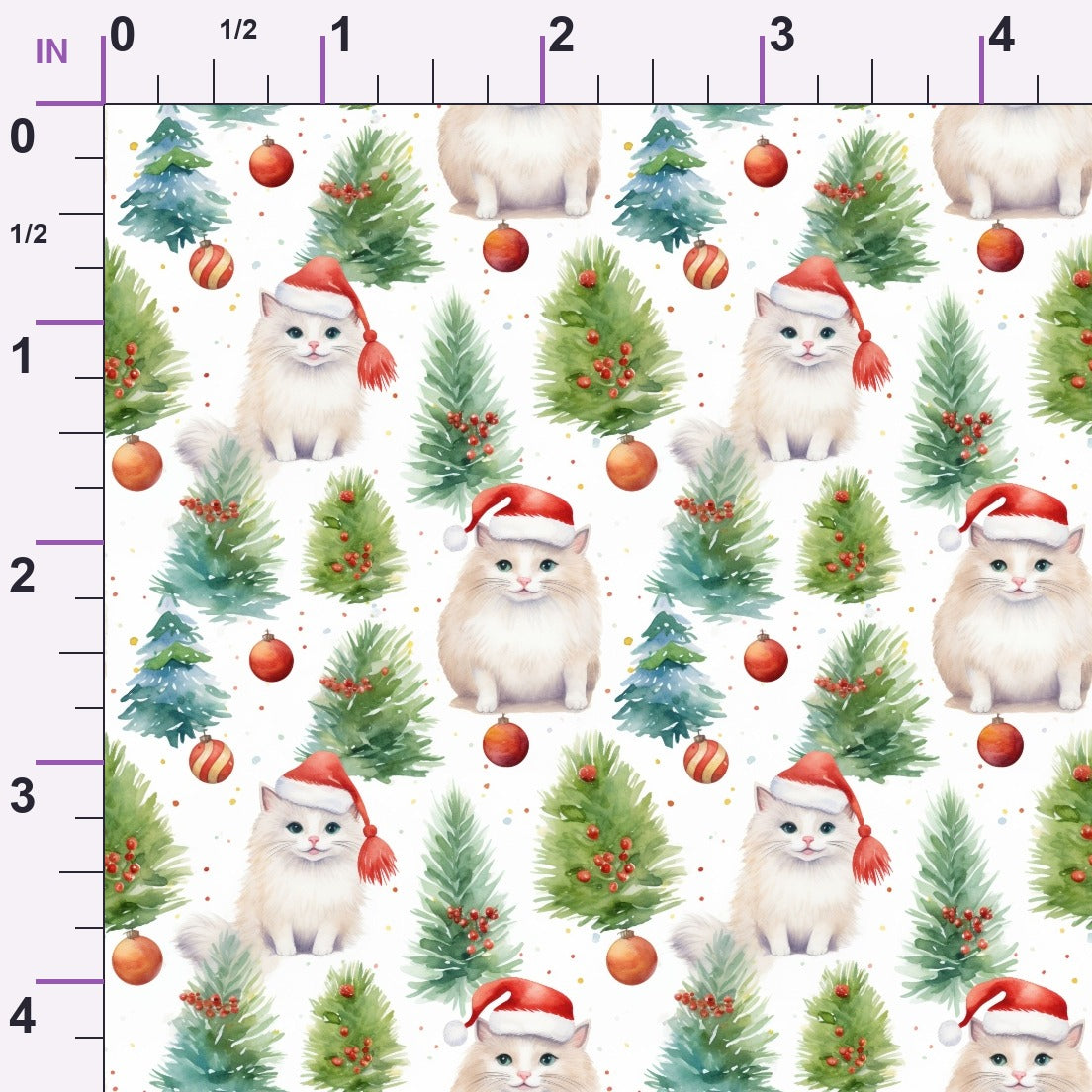 Festive Felines Pattern 1 Minky Fabric