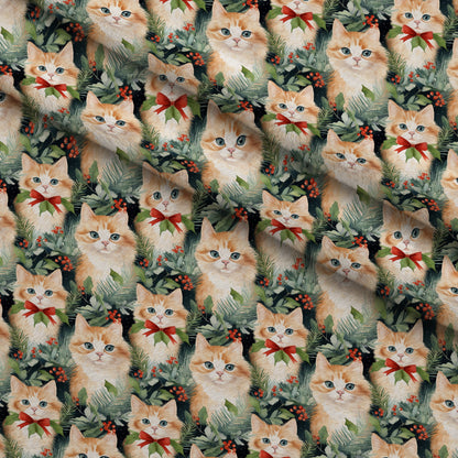 Festive Felines Pattern 3 Minky Fabric