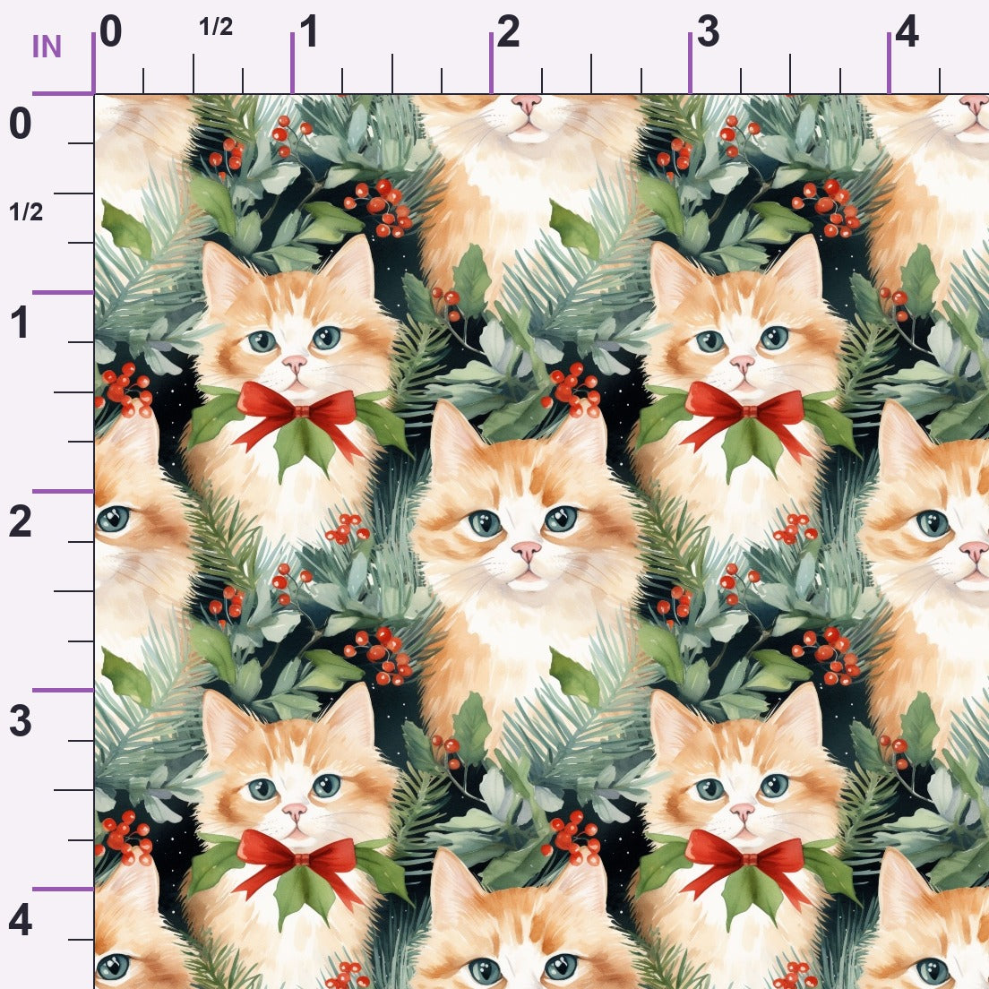 Festive Felines Pattern 3 Minky Fabric