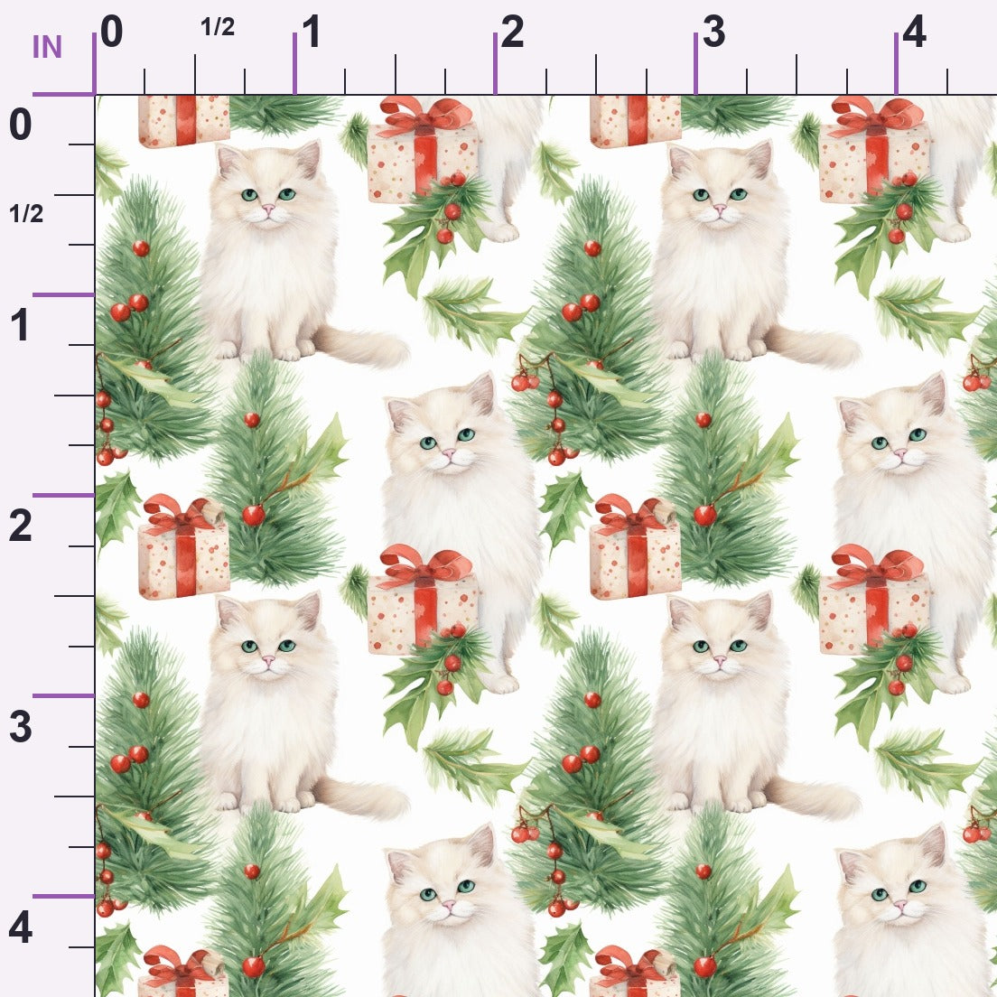 Festive Felines Pattern 4 Minky Fabric
