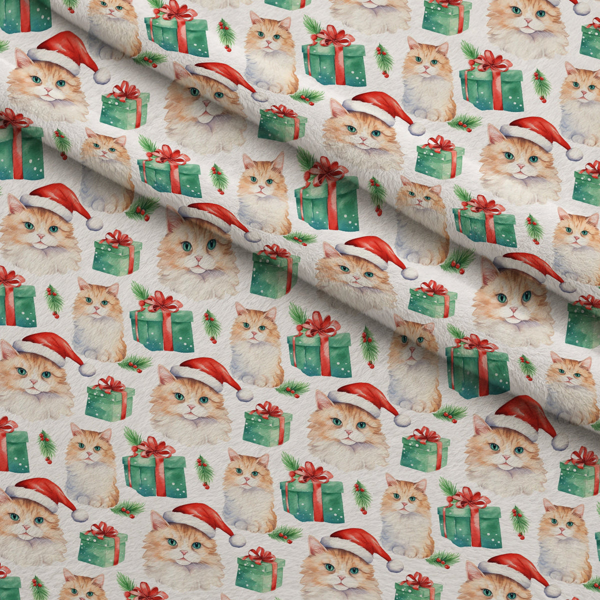 Festive Felines Pattern 5 Minky Fabric