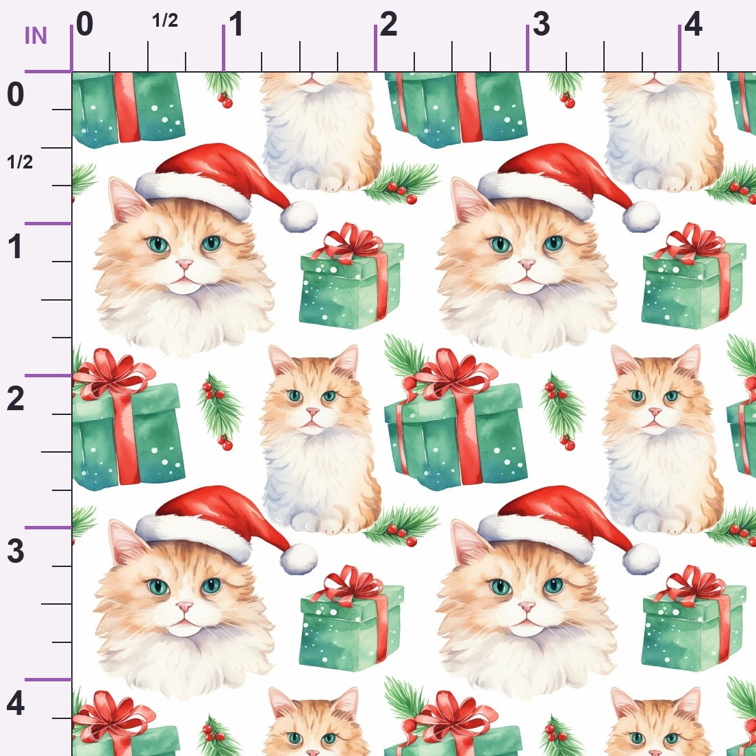 Festive Felines Pattern 5 Minky Fabric