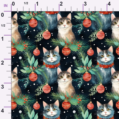 Festive Felines Pattern 6 Minky Fabric