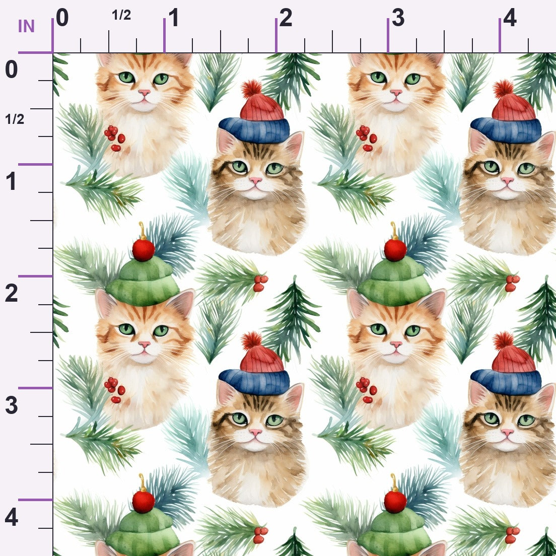 Festive Felines Pattern 7 Minky Fabric