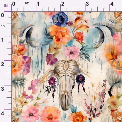 Floral Longhorn Pattern 10 Minky Fabric