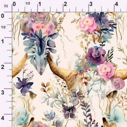 Floral Longhorn Pattern 11 Minky Fabric