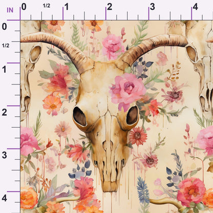 Floral Longhorn Pattern 16 Minky Fabric
