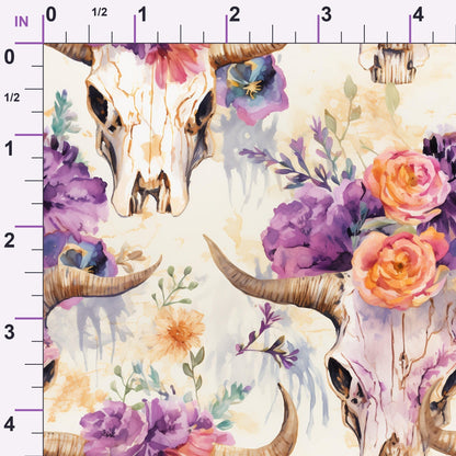 Floral Longhorn Pattern 17 Minky Fabric