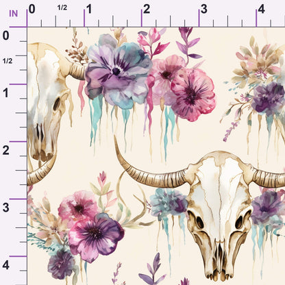 Floral Longhorn Pattern 20 Minky Fabric