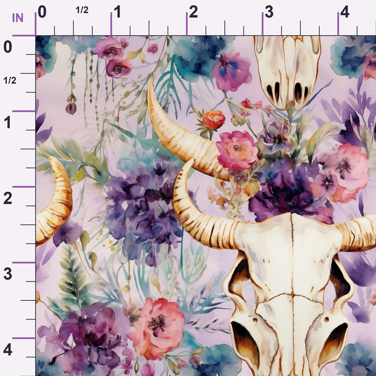 Floral Longhorn Pattern 3 Minky Fabric