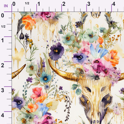 Floral Longhorn Pattern 8 Minky Fabric