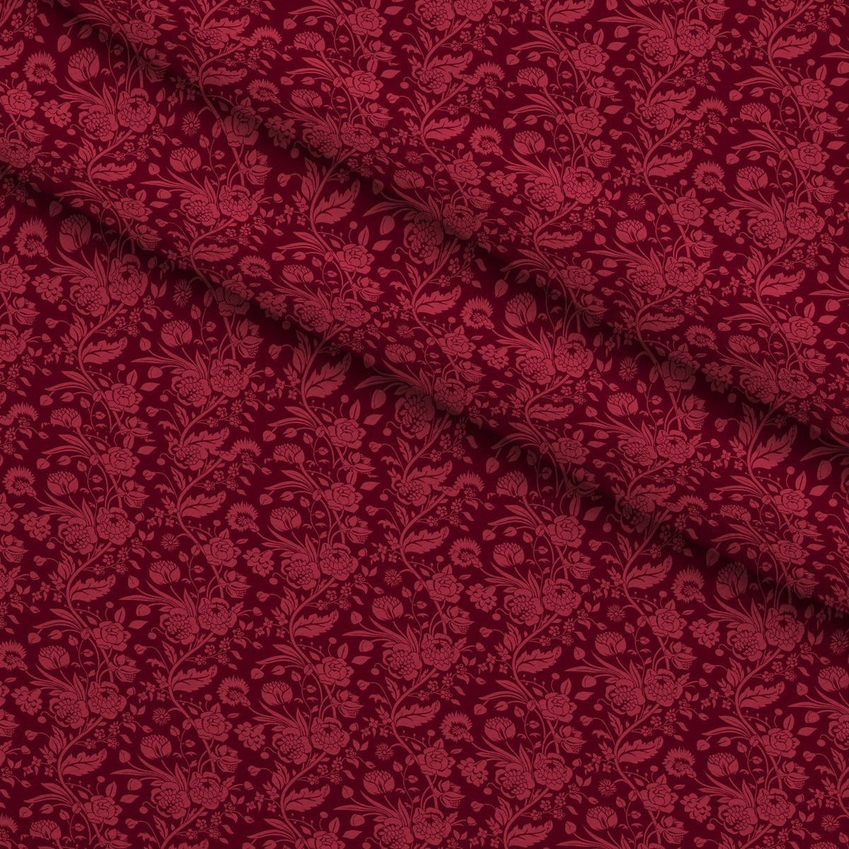 Floral Red on Red Minky Fabric