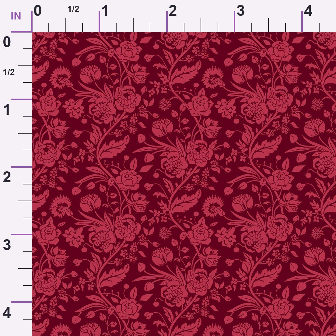 Floral Red on Red Minky Fabric