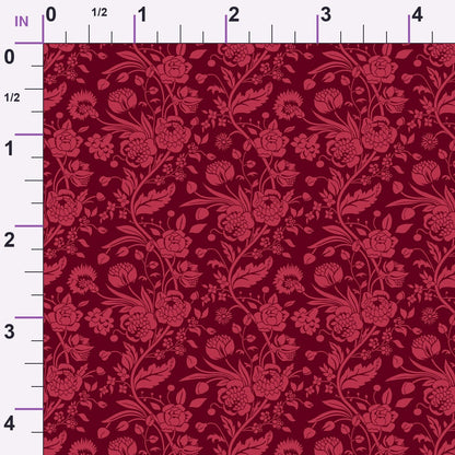 Floral Red on Red Minky Fabric